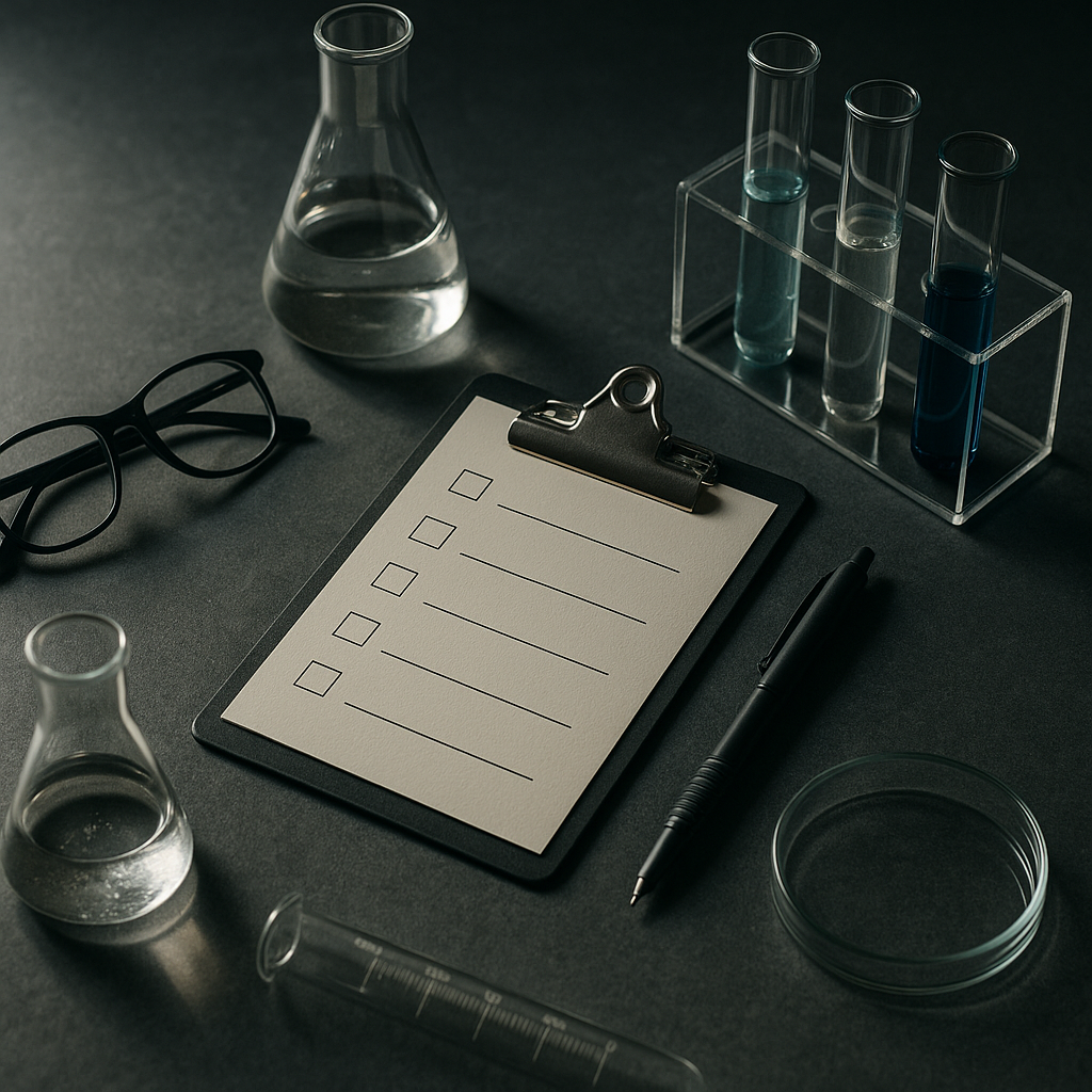 Practical checklist visual for reviewing net content on lab reports